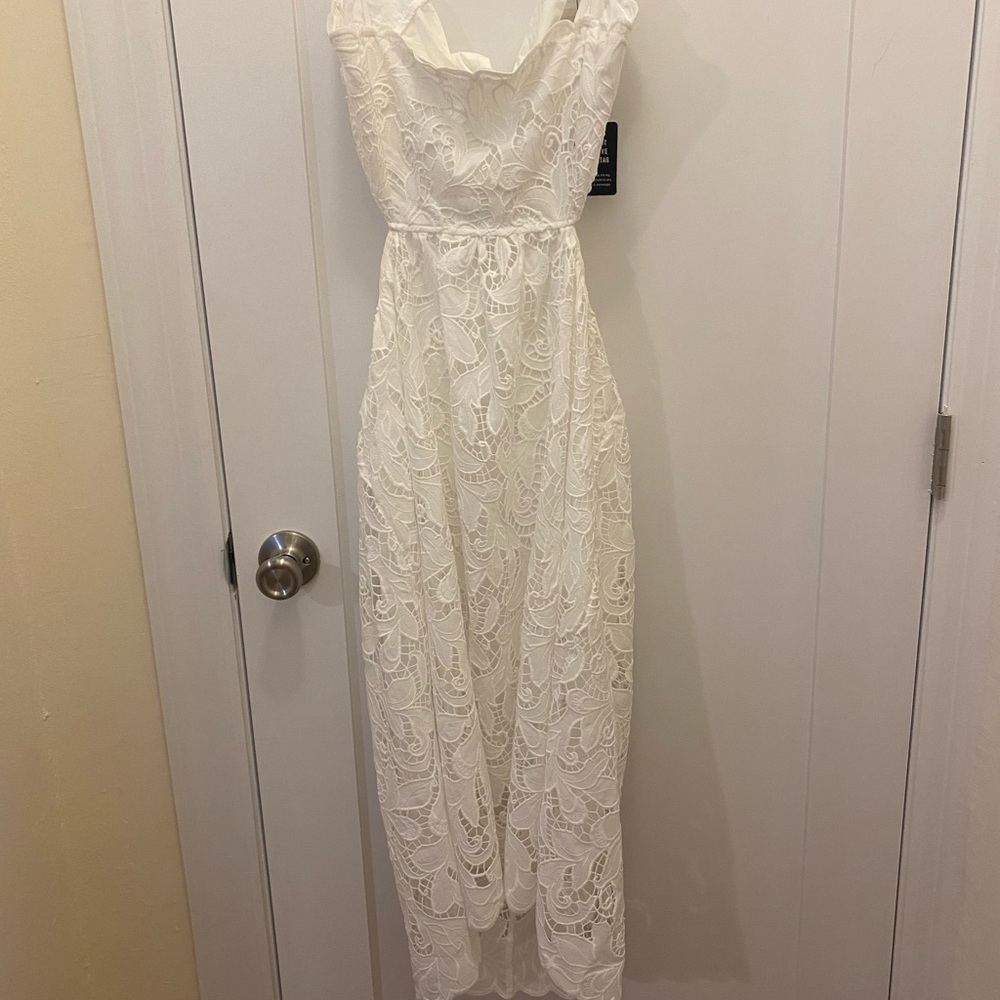 White lace cutout midi dress, Perfect for bridal shower